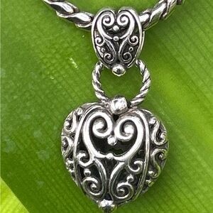Brighton Silver-Tone Filigree Heart Pendant Necklace